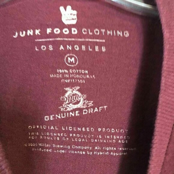 🛒 $15 Junk Food Miller Genuine Draft Cropped Graphic Long Sleeve T-Shirt  NEW … - Picture 5 of 5